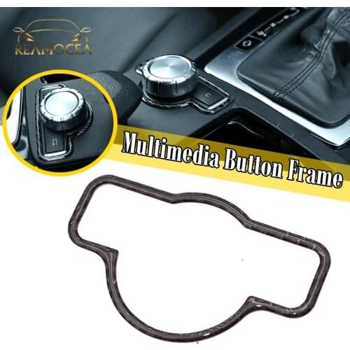 Reamocea Carbon Fiber Style Multimedia Button Cover Fit For Mercedes Benz C Class W204 2007-2012 2013 Decoration Stickers Trim
