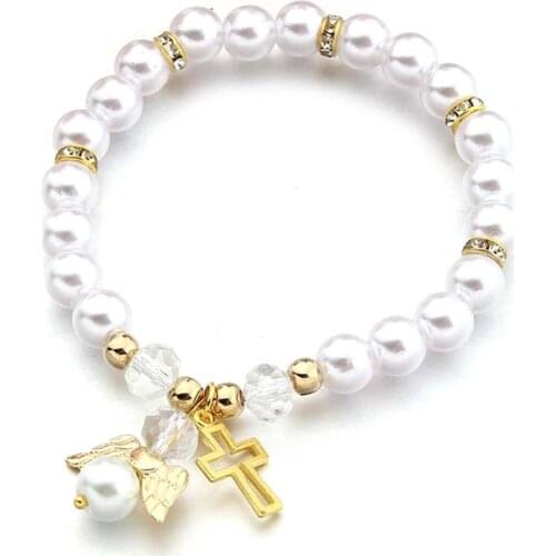 Baby Shower Favor Christening Bracelet Angel Baby Shower Girl Boy Baptism Gift Cross Angel Accessory