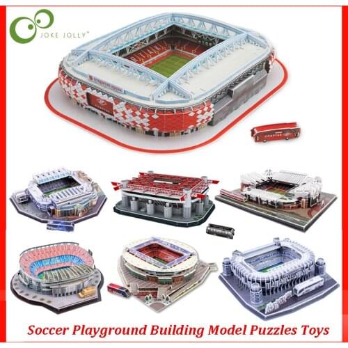 1Set DIY 3D Puzzle Jigsaw World Football Stadium European Soccer Playground Assembled Building Model Children Puzzle Toys YJN