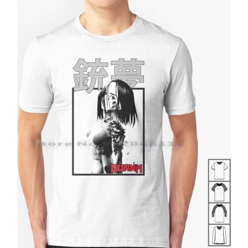 Alita Manga T Shirt 100% Cotton Anime Japanese Kawaii Comic Movie 90s Gunnm Battle Angel Alita Manga Gally Science Fiction