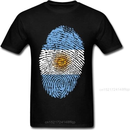 Argentina Flag Fingerprint T-shirt For Man Black Tees Vintage T Shirt Summer Cartoon Clothing Groups Student Tshirt Cotton