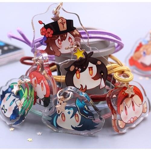 Game Genshin Impact Klee Zhongli Xiao Diluc Hu Tao Acrylic Cute Head Rope Headwear Game Hair Accessories Hair Ring Cosplay Anime