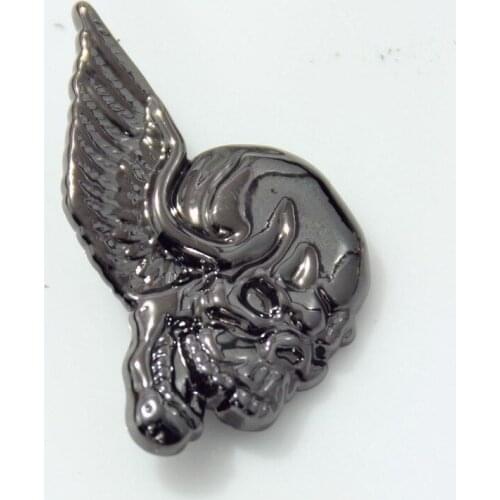 KB707) 10pc 1-1/8'' (3.0cm) Winged Skull Concho Right Face Western Concho Gunmetal