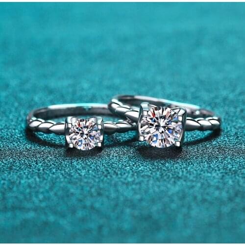 Silver 0.5-1 Carat Excellent Cut Diamond Test D Color Good Clarity Moisssanite Cow Head Engagement Ring Silver 925 Jewelry Gift