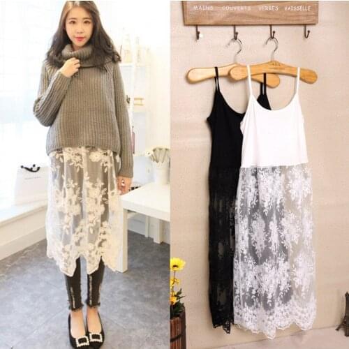 Lace suspender sweep long design patchwork spaghetti strap lace slip basic one-piece dress spaghetti strap basic underskirt