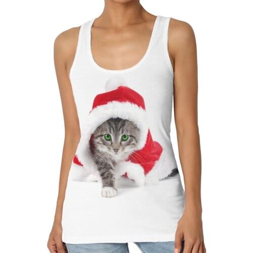 Spring Summer New Funny Cat Tank Tops Women Sleeveless Round Neck Loose T Shirt Ladies Vest Singlets