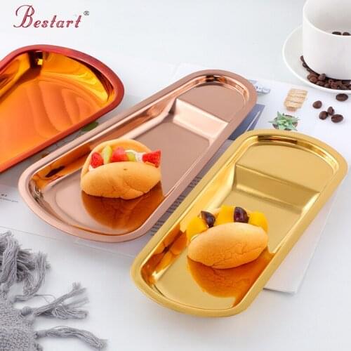 Metal Dessert Plate Stainless Steel Candle Toiletries Storage Tray Fruit Dish Candy Bread Nut Cake Snack Kitchen Dining Plate