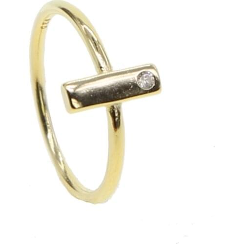 Trendy Design Hot Sale SIMPLE BAR CZ Rings single stone vermeil delicate minimal design Ring for Women Size 6 7 8