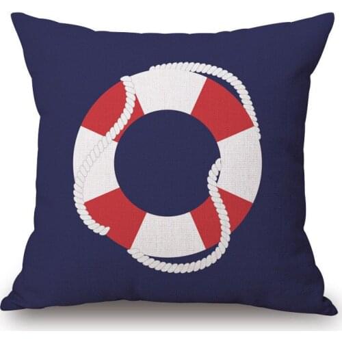 Sea Voyager Boat Ship Anchors Rudder Compass Sea Map Cushion Cover Pillow Case