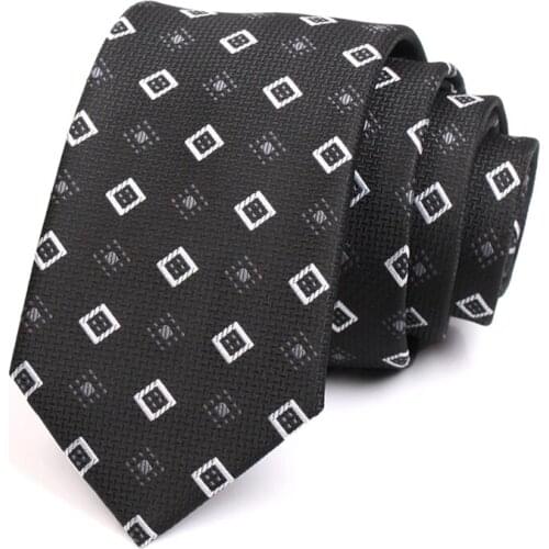 Mens Fashion Formal Tie 2020 Brand New Classic 7CM Ties For Men Business Suit Work Necktie Male Black Neck Tie with Gift Box