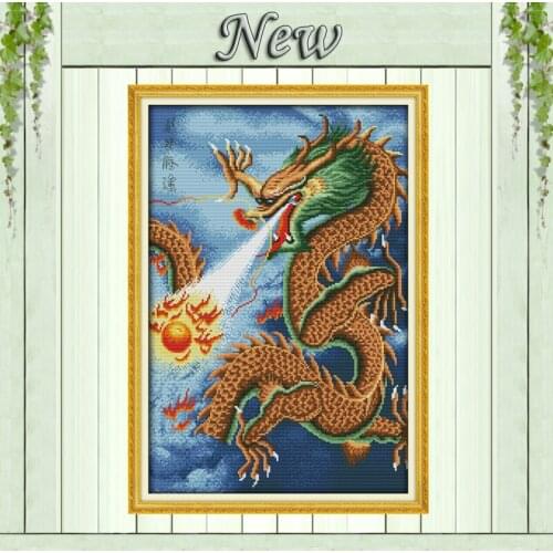 Gragon mascots animal DIY painting home Decor Needlework Counted Print on canvas DMC 11CT 14CT Cross Stitch kits Sets embroidery