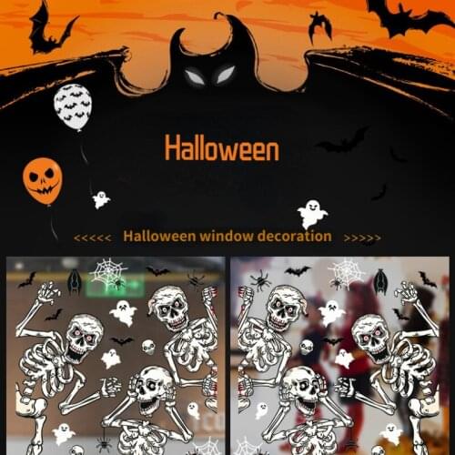 Halloween Stickers Haunted House Ghost Bat Static Stickers Halloween Glass Window Door Decoration Sticker Halloween Party