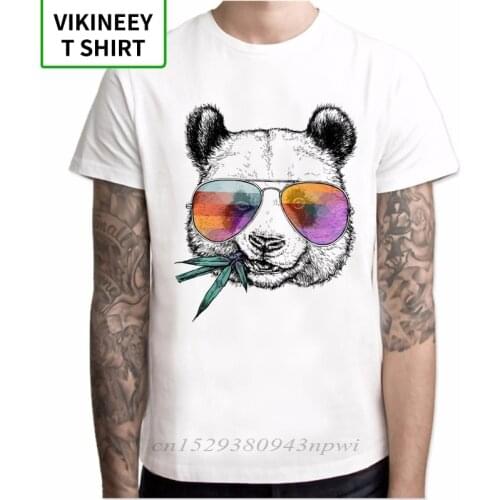 New 2020 T-shirt Men Cool Panda With Sunglasses Printed T-Shirt Short Sleeve Novelty Design Tops o-neck Fashion Men Tee hipster