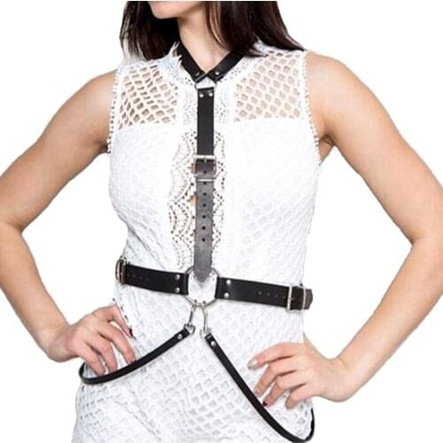 New Sexy Women Goth Adjustable Leather Rivet Harness Bondage Belts Punk Tops Club Party shoulder strap Hallowee Rave Suspenders