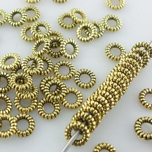 Wholesale 600pcs Tibetan Gold Small Round Rings Loose Charm Spacer Beads 4mm Jewelry Findings