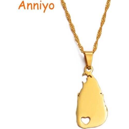 Anniyoc Sri Lanka Map Pendant & Necklaces for Women Gold Color Charm Sri Lankan Maps Jewelry Patriotic Gifts #017921