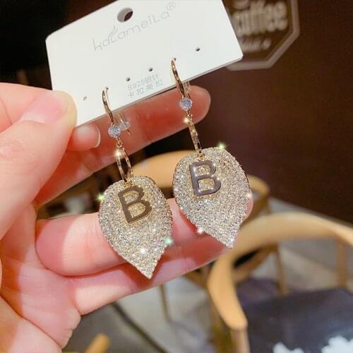 Luxury Brand Long Pearl Drop Earrings For Women Crystal Letter B Earring Female Wedding Fashion Jewelry Oorbellen 2021 brincos