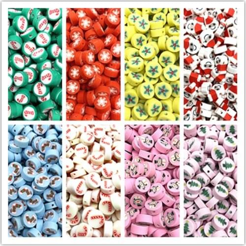30pcs/Lot 10mm Christmas Snowman Clay Spacer Beads Polymer Clay Beads for Jewelry Making DIY Handmade Accessories