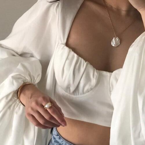 Faddish Shirts for Women Casual Sexy Slim Bodycon Solid Woman Tshirts Square Collar Navel Exposed Lantern Sleeve Tops for Women