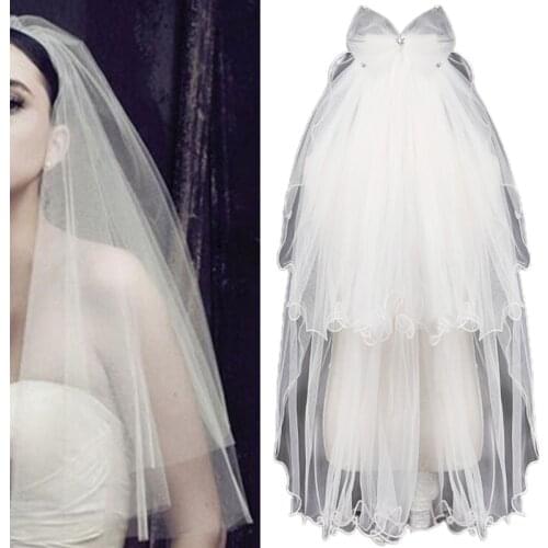 Wedding Veil with Comb for Kids Wedding Hair Accessories for Girls 2 Tier Bow Embellishment Props for Photo Taking
