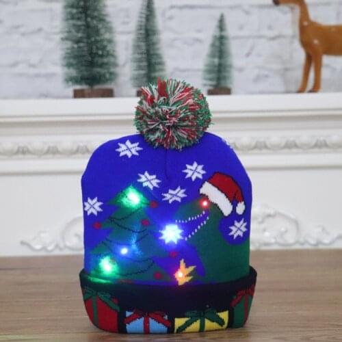 LED Christmas Hat Light Up Christmas Hats Dinosaur Ugly Hat Unisex Knitted Beanie for Holiday Party Decorations