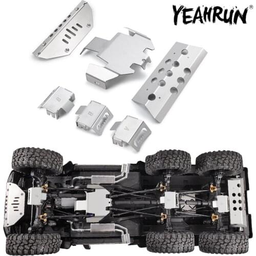 YEAHRUN Stainless Steel Chassis Armor Axle Rear Bumper Protector Skid Plate for Traxxas TRX-6 G63 6X6 1/10 RC Crawler Car Parts