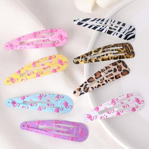 5pcs/lot Snakeskin Spotted Hairpin Water Drop Hollow BB Clip Kids Headwear Children Hair Accessories Baby BB Clips