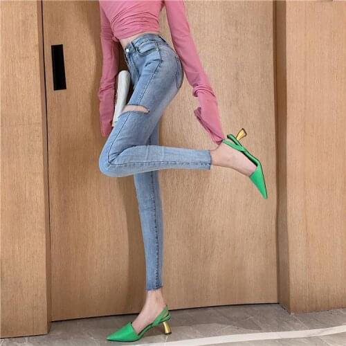 2021 Spring Autumn Women Stretch Elastic High Waist Jeans Female Chic Skinny Slim Washed Trousers Female Denim Pencil Pants O222