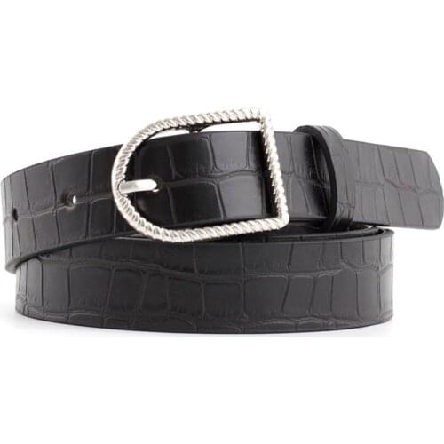 2020 Womens Black White Silver Thin Leather Skin Belt Strap Female Pin Buckle Waist Belts for Women Ladies Jeans