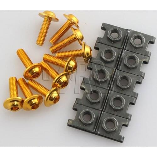 10 Pcs M6 6 X 20mm Aluminum Fairing Bolts Fastener Clips Screw Spring Nuts Clips Bolts Nuts & Bolts For Most Motorcycle Yellow
