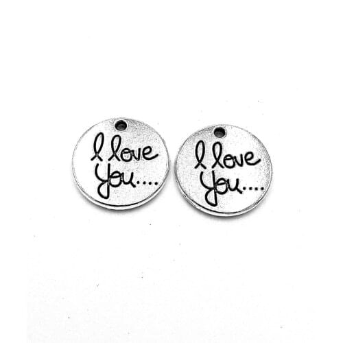 10pcs I love you tag charms pendant 20mm antique silver ornament accessories jewelry making craft base material