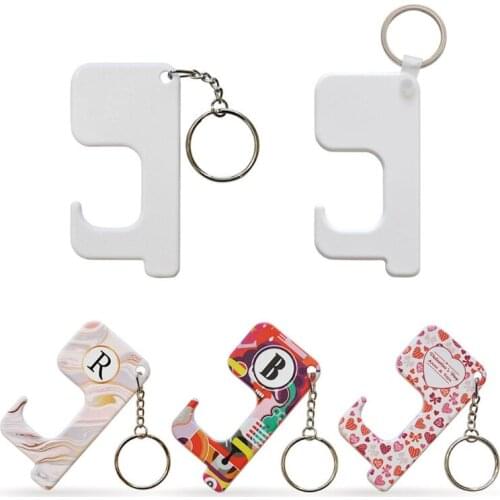 10Pcs Blank Sublimation Heat Transfer Keyring Zero Touch Hand Free MDF Key Chain