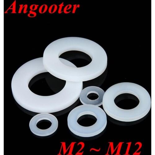 100pcs M2 M2.5 M3 M4 M5 M6 M8 White Plastic Nylon Flat Washer Nylon Flat Ring Gasket for Spacer Seals