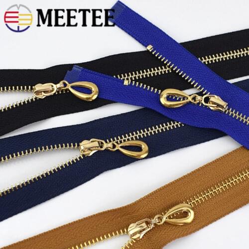 2/5pc Meetee 40-70cm 3# Metal Zipper Open-end Zip Auto Lock for Sewing Clothes Bags Shoes Garment Accessories Craft ZA055