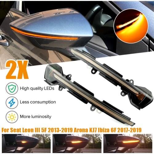 2 PCS Side Wing Scroll Dynamic Blinker Turn Signal Light For Seat Leon III Mk3 5F ST FR Cupra Arona KJ7 2013 2014 2015 2017 2018