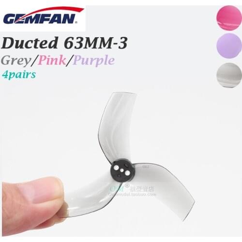 4Pairs /8PCS Gemfan D63 Flash Ducted Durable 63mm-3Blade Propeller for RC FPV Racing Freestyle Beta95x Taycan 25 Duct Drones