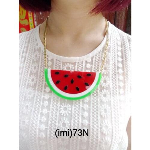 73N Funny Fruits Acrylic Pendant Necklace In Watermelon Shape