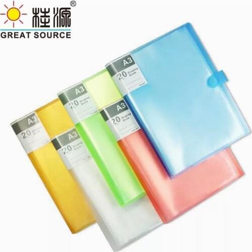 A3 Display Book Drawing Presentation 8K Test Paper Book 20 Transparent Pockets Fancy Candy Color(8PCS)