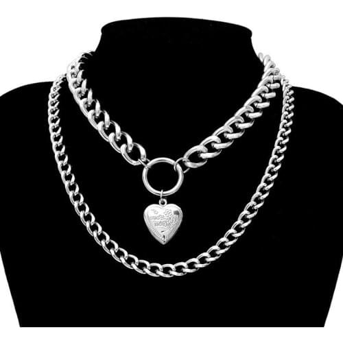 Clavicle Chain Necklace Gift Memory Choker Pendant Gothic Heart Locket Open Gold Color