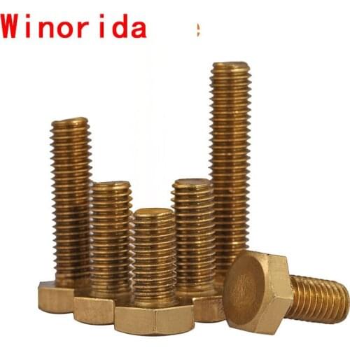 DIN933 Manufacturer Wholesales Environmental Protection Brass Outer Hexagon Bolt Copper Screw Copper Outer Hexagon M3-m5 30Pcs