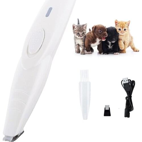 Electric Cordless Dog Hair Trimmer USB Rechargeable Low Noise Pet Grooming Clipper For Dog and Cat Face Paws Eyes Ears Rear Hair