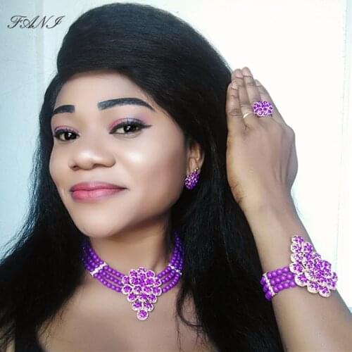 Fani Exquisite Dubai Gold Colorful Jewelry Set Nigerian Wedding woman accessories jewelry set African Beads costume Jewelry Set