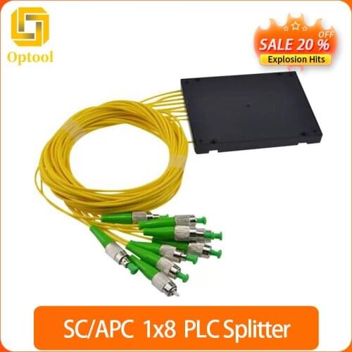 FC/APC 1X8 PLC Singlemode Fiber Optical splitter FTTH PLC ABS type FBT PLC 1*8 optical fiber splitter Free Shipping