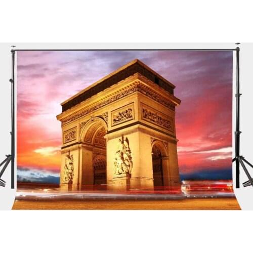 7x5ft Dusk View Backdrop Paris Arc de Triomphe Photography for Photo Shoot Background Studio Props