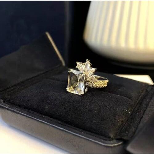 Hot Brand Pure 925 Sterling Silver Jewelry For Women 925 Silver Rings Wedding Sakura Flower Ring Wedding Engagement Silver Rings