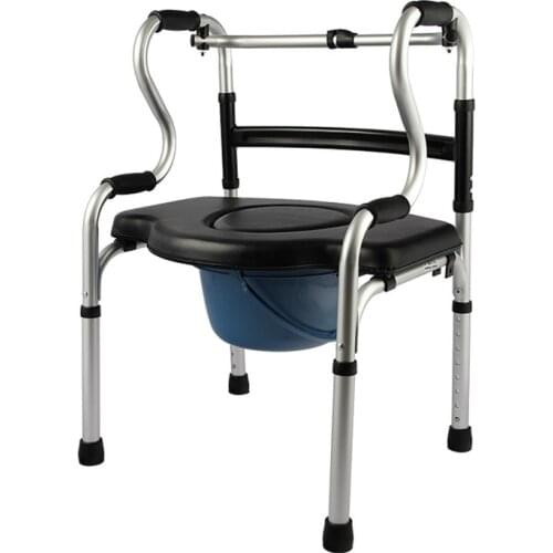 Elderly Walker Soft Seat Plate Disabled Adult Rehabilitation Walking Training Walkers Aid with Pulley Folding Portable Walker
