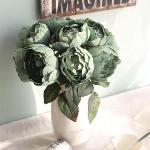 1 Bunch Artificial Rich Peony Flower Holding Flowers Wedding Decoration Office Home Decoration Fake Flowers