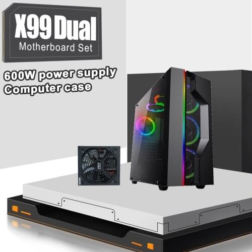 JINGSHA X99 DUAL Motherboard All Set DIY Assembly Gaming High Performance DIY PC With Computer Case And 600W Power Supply