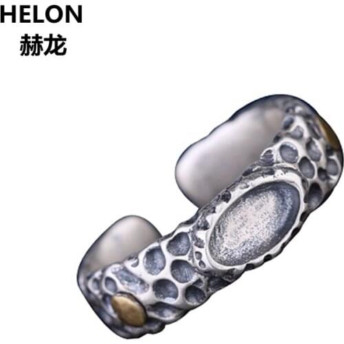 925 Sterling Silver Vintage Art Deco Party Ring 4.8x8.8mm Oval Cabochon Semi Mount Ring fit Amber Agate Garnet Gemstone Setting