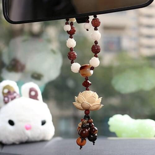 Boxwood creative car pendant car decoration rear view mirror adorning bodhi lotus hanger